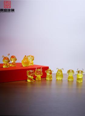 非遗古法琉璃十二生肖龙马牛兔蛇摆件吉祥物可爱客厅桌面生日礼物
