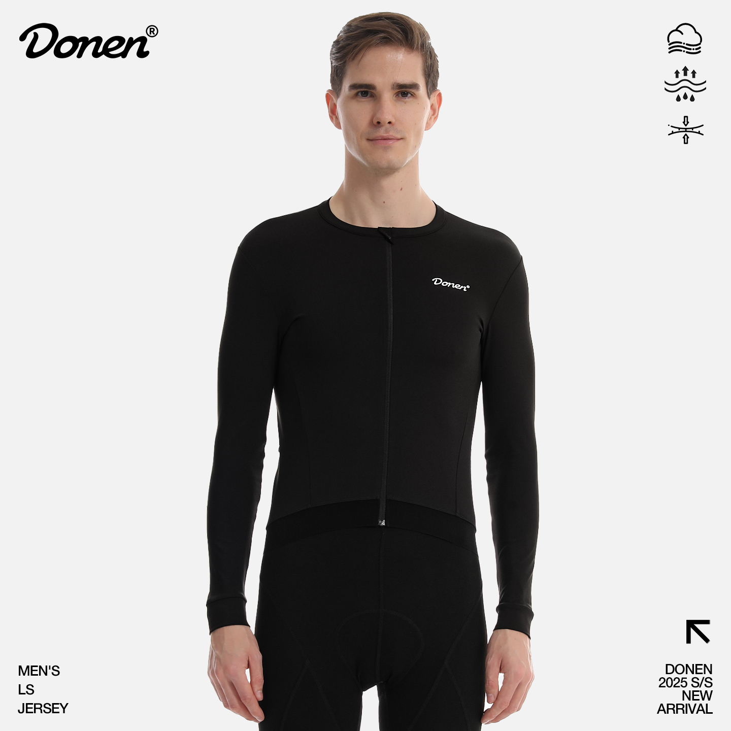 DONEN秋冬防风保暖骑行服上衣抓绒高弹骑行长袖男女透气速干运动