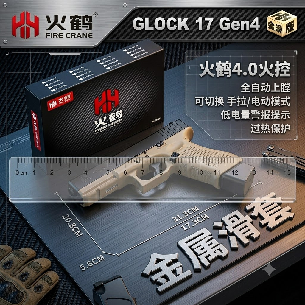 金属滑套火鹤g17回膛发射器glock行程格洛克成人合金全电手玩具枪