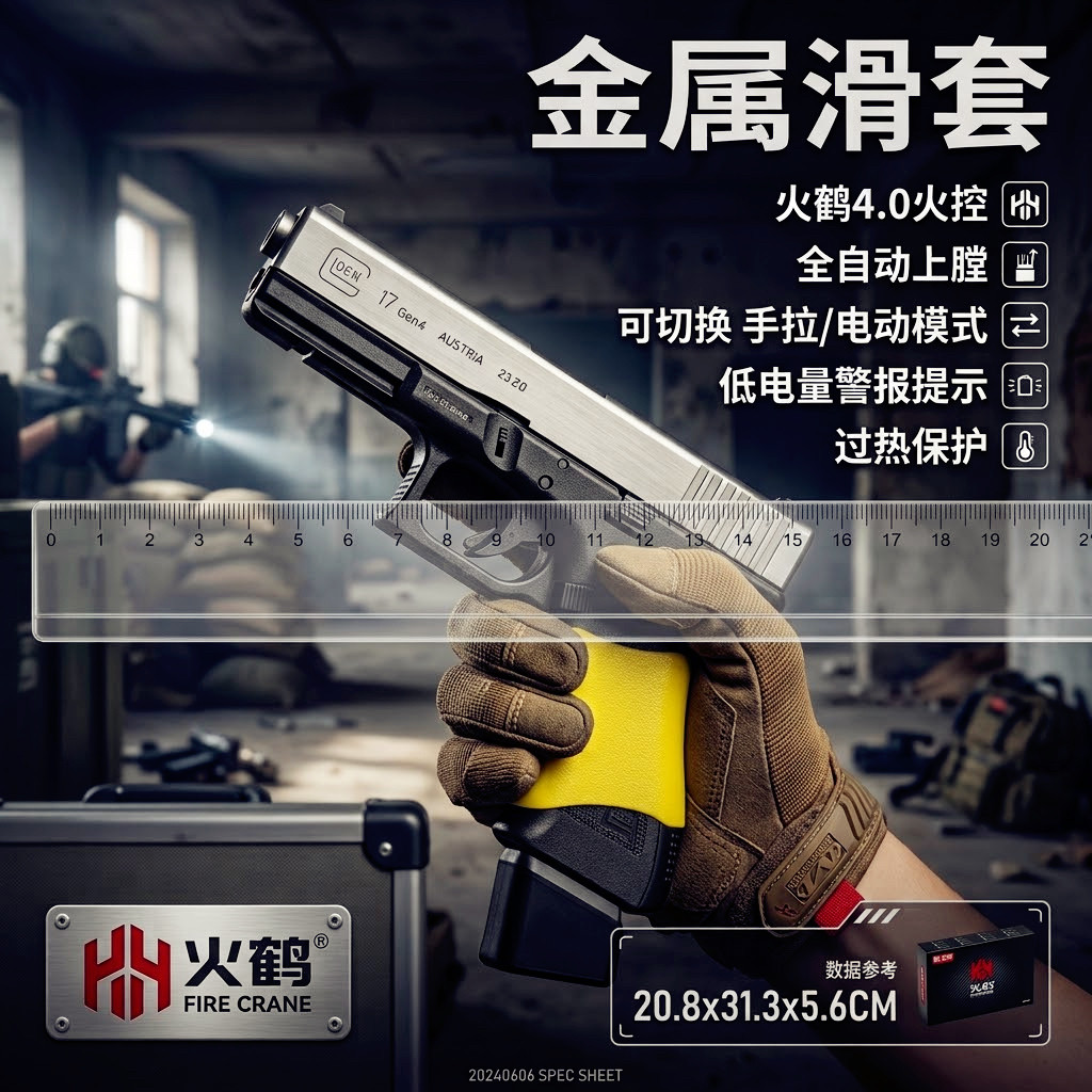 金属滑套火鹤g17回膛发射器glock行程格洛克成人合金全电手玩具枪