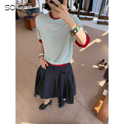 Cotemp假两件薄透针织上衣