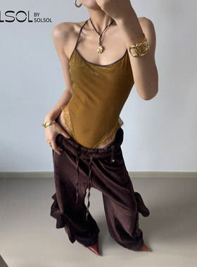 JACQUES WEI 设计师品牌 25早秋 橄榄绿丝绒蕾丝花边连体衣SOLSOL