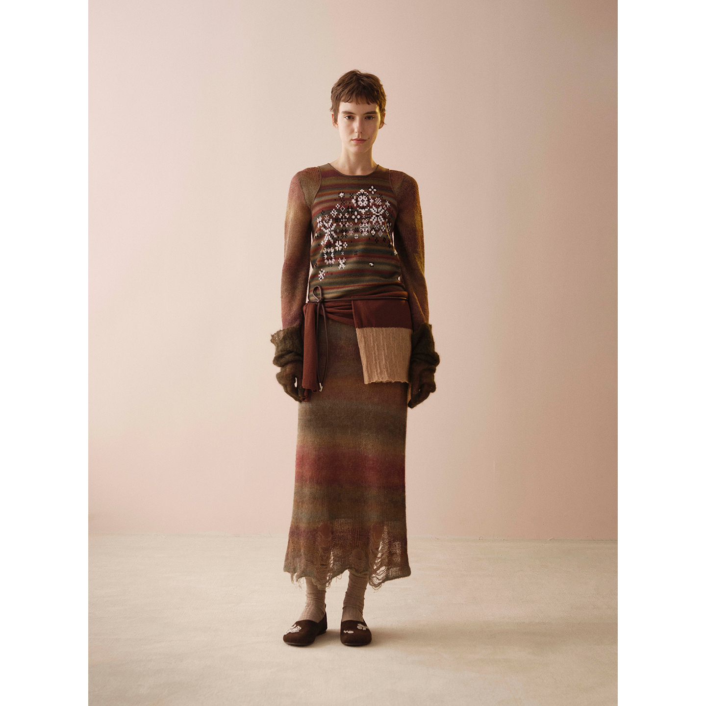 SWAYING/KINT条纹渐变浮线连衣裙