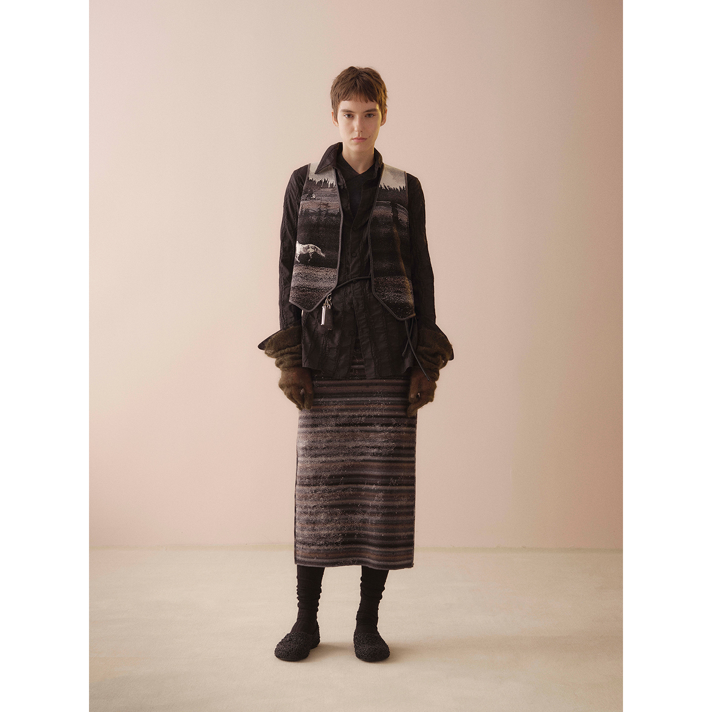 SWAYING/KINT段染条纹半裙