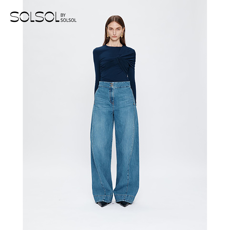 YCH 设计师品牌 25早秋新品 高腰弯刀牛仔裤 SOLSOL买手店