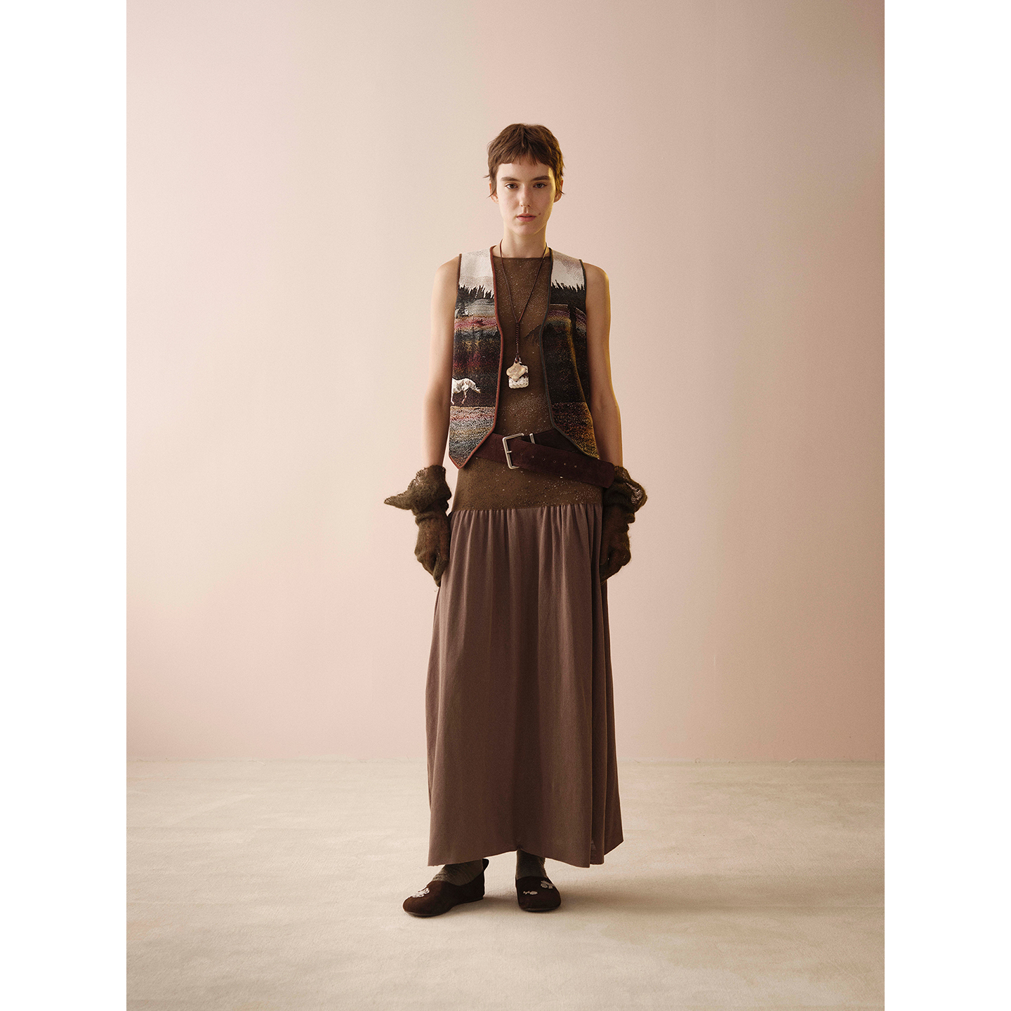 SWAYING/KINT提花背心长裙