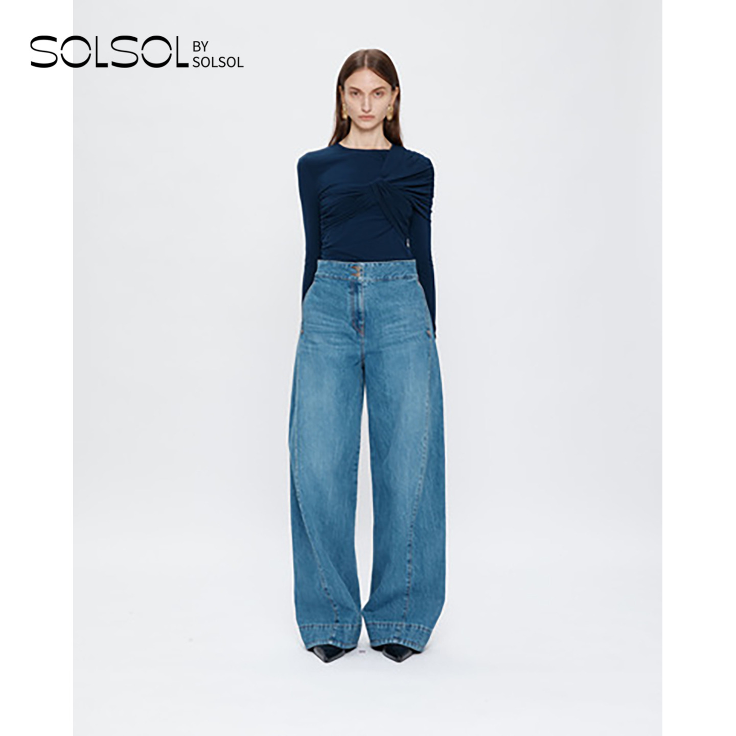 YCH 设计师品牌 25早秋新品 高腰弯刀牛仔裤 SOLSOL买手店