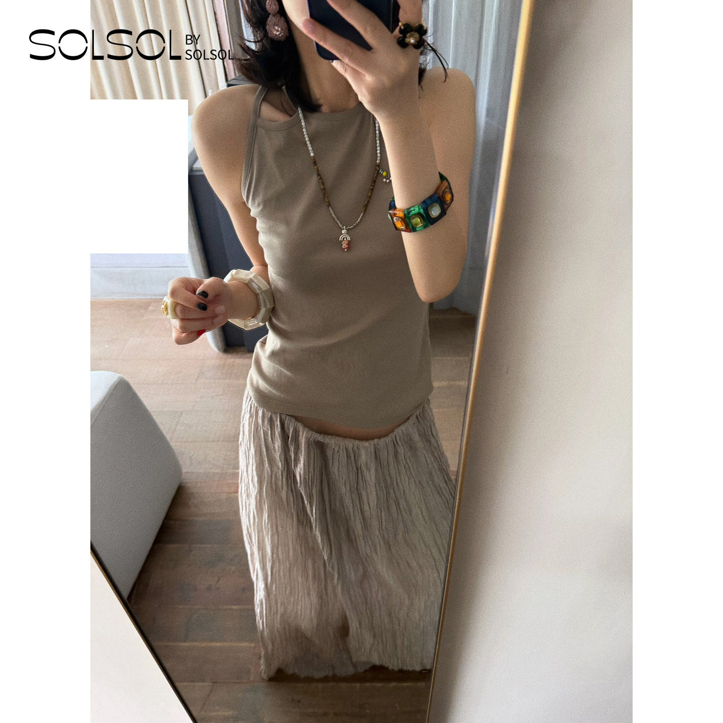 VIKTORIACHAN 设计师品牌26早秋双细交叉肩带修身吊带背心 SOLSOL