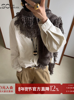SOEUR 设计师品牌 25秋冬新品 纯色廓形长袖衬衫 SOLSOL