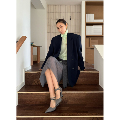 RECTO垂坠感双排扣西装夹克外套