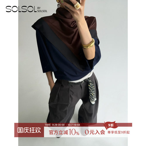 YCH百搭丝巾短袖T恤女