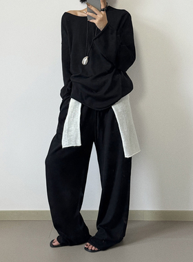 SOLSOLBYSOLSOL YEARLY PLAN设计师品牌 24秋冬简约毛织橡筋长裤