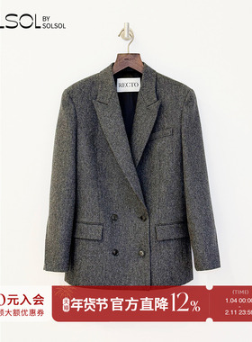 RECTO 设计师品牌 25早秋新品 双排扣精裁羊毛夹克外套 SOLSOL