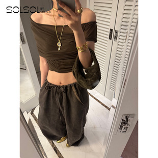 AUTI SEMINARIO 设计师品牌 25春夏 一字肩堆褶针织纱上衣 SOLSOL