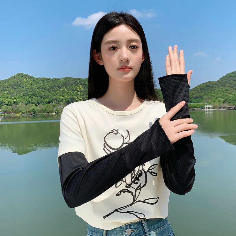 锦纶女款冰袖两穿指洞高