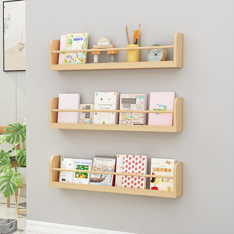 实木小书架幼儿园学生绘本架宝宝床头简易墙上置物架壁挂儿童书架