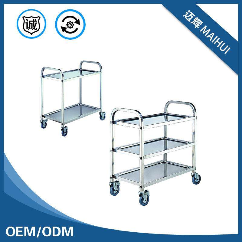 不锈钢推车加厚推车大号不锈钢餐车双层推车三层手推餐车手推车