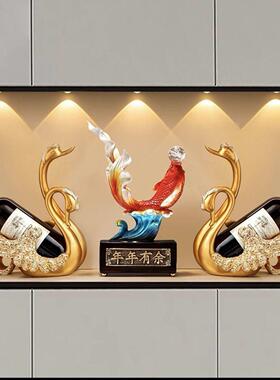 新年客厅酒柜招财装饰品摆件新中式家居玄关电视柜年年有余工艺品