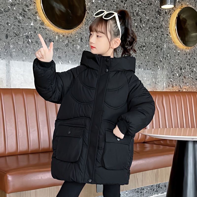 女童棉服胖新羽绒棉衣洋气中长款棉袄中大童加厚冬装外套宽松韩版