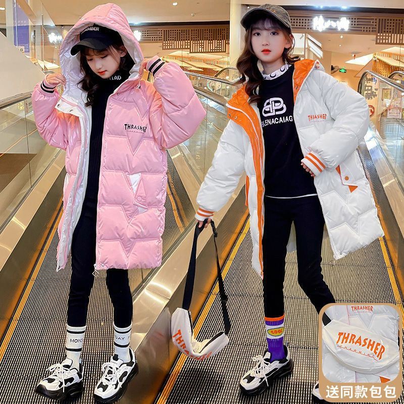 女童棉服冬装加厚免洗亮皮2024新款羽绒棉服中大童保暖外套潮洋气