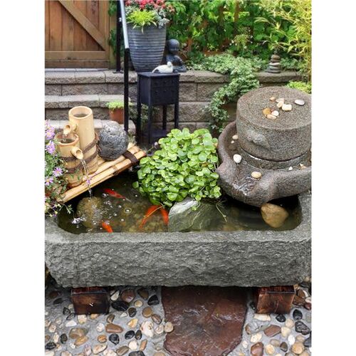 流水摆件循环水鱼缸n石槽水景喷泉庭院造景户外水系景观阳台鱼池