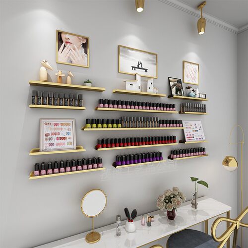 美甲墙上置物架甲油胶架子展示架美甲店壁挂指甲油一字Z隔板收纳