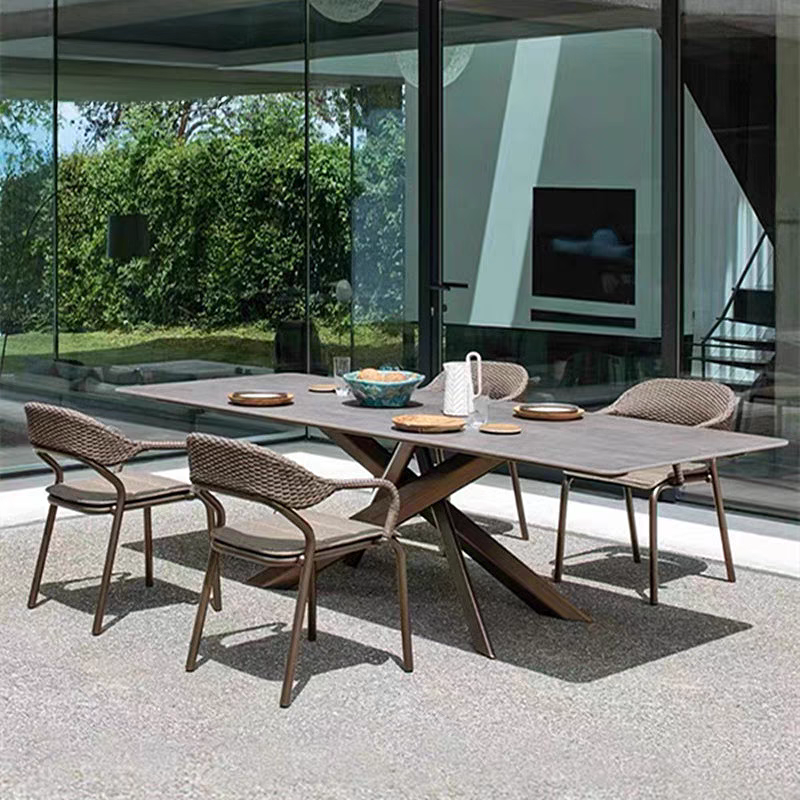 户外桌椅庭院别墅创意设计师桌椅露台铝合金岩板五件套室外桌椅子,住宅家具,桌椅套件,淘宝优惠券,粉丝福利购,淘宝优惠卷