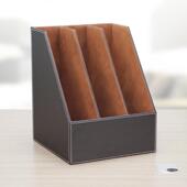 高档时尚 商务皮革三排桌面A4文件框座架文件夹资料收纳框办公用品