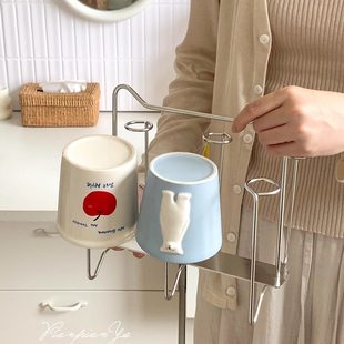 高颜值创意沥水茶杯架子倒扣304不锈钢杯架水杯架置物架玻璃杯架