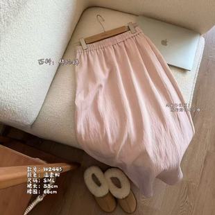 小文姐 W2445-特调定染高腰设计感显瘦百搭复古松紧腰加绒半身裙