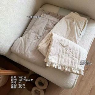 休闲高腰松紧百搭小个子直筒裤 花边夹棉加绒保暖裤 W2231 小文姐