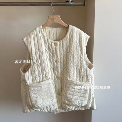 小文姐 W0894-韩系棉马甲保暖坎肩背心坎肩夹棉马夹外搭上衣女