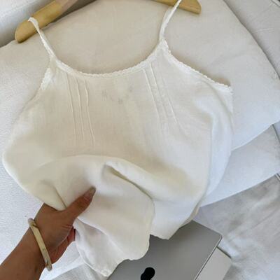 小文姐 W1572-夏季通勤甜美内搭刺绣吊带打底背心