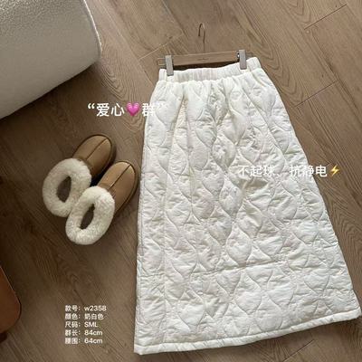 小文姐 W2358-“爱心夹棉裙”设计显瘦百搭复古松紧腰夹棉半身裙