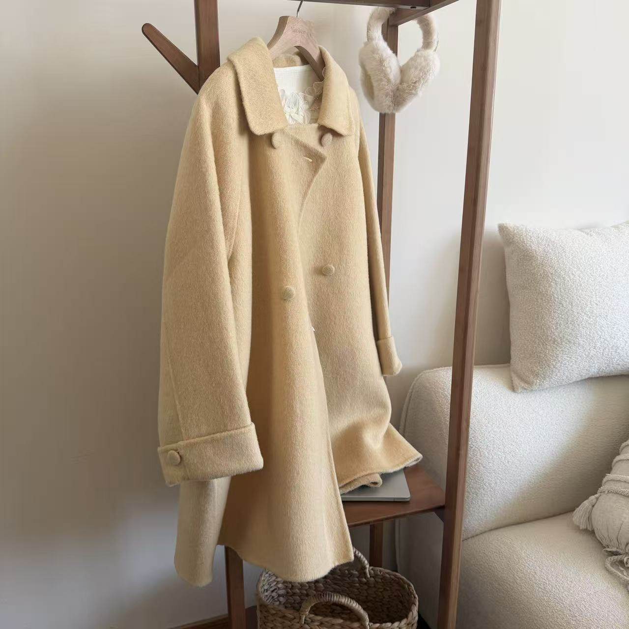 小文姐 W2439-长款羊毛呢大衣加厚风衣韩系宽松保暖上衣女长外套,女装/女士精品,羊绒大衣,淘宝优惠券,粉丝福利购,淘宝优惠卷