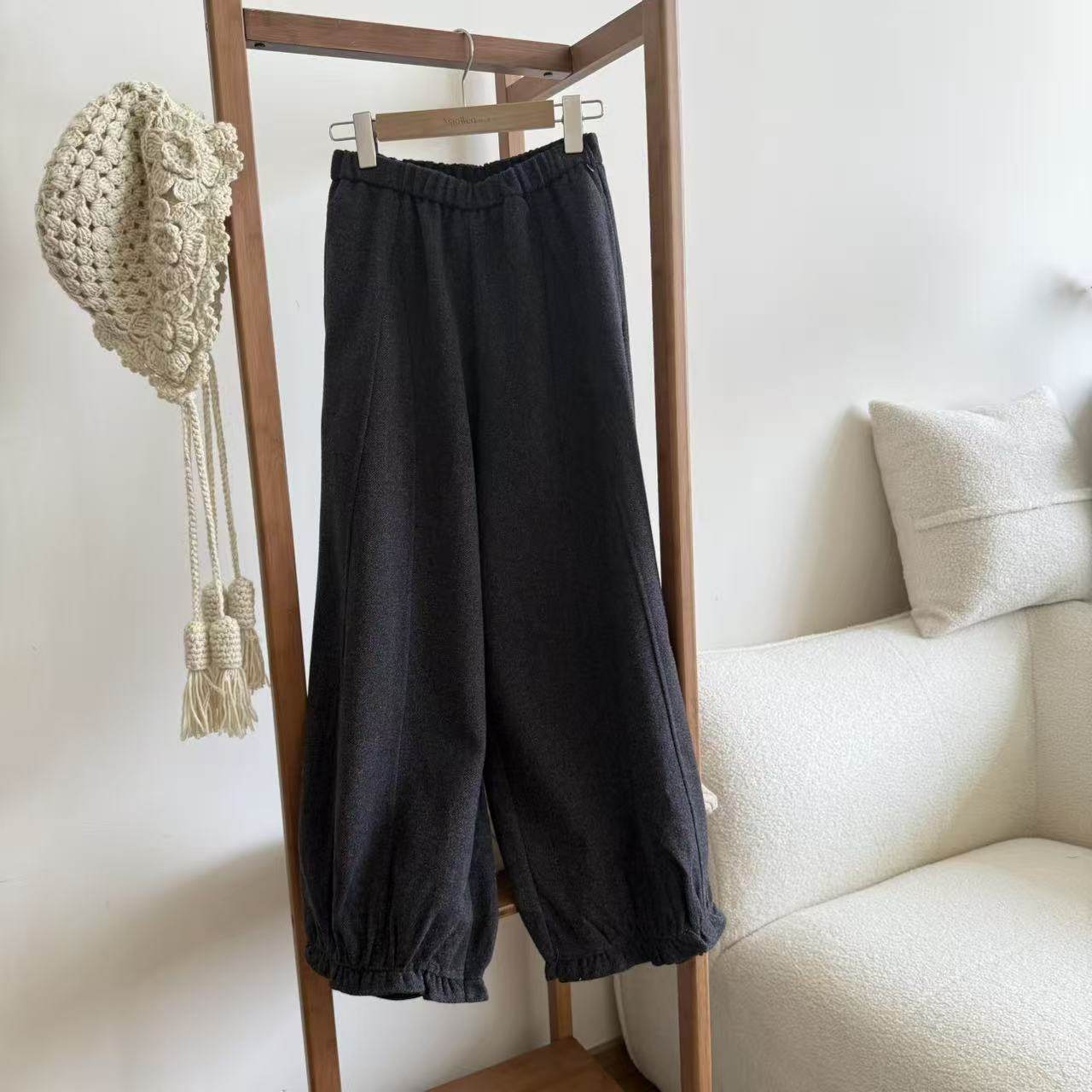 小文姐 W2192-秋冬小众显瘦休闲松紧腰慵懒风通勤高腰加厚花苞裤,女装/女士精品,休闲裤,淘宝优惠券,粉丝福利购,淘宝优惠卷