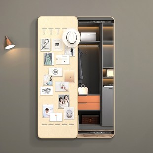 diy毛毡板隐藏k式 推拉全身镜软木板隐形穿衣镜暗藏挂墙镜子奶油风