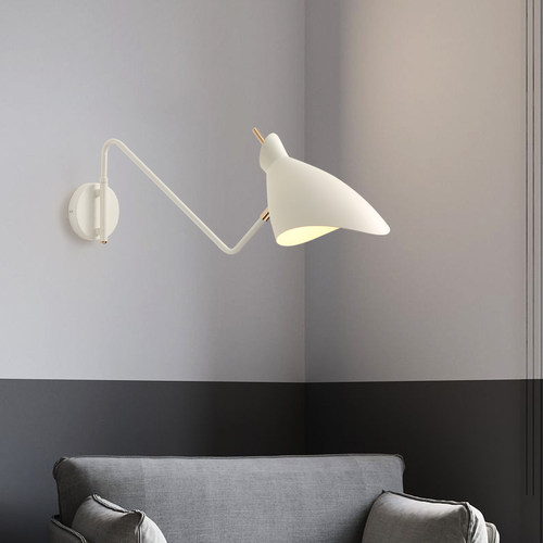 北欧壁灯简约客厅餐厅长臂调节创意黑色摇臂带开关卧室床头灯