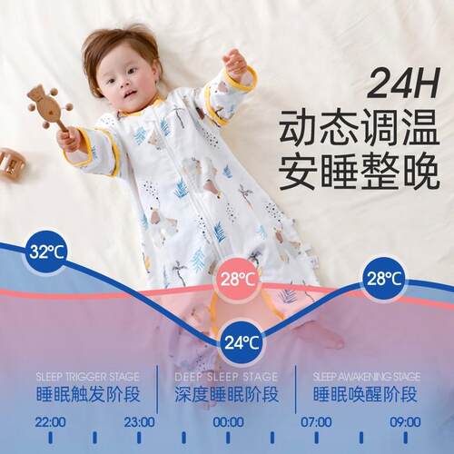 婴儿睡袋儿童春夏薄款纱布宝宝防踢被婴儿夏季通用分腿睡袋