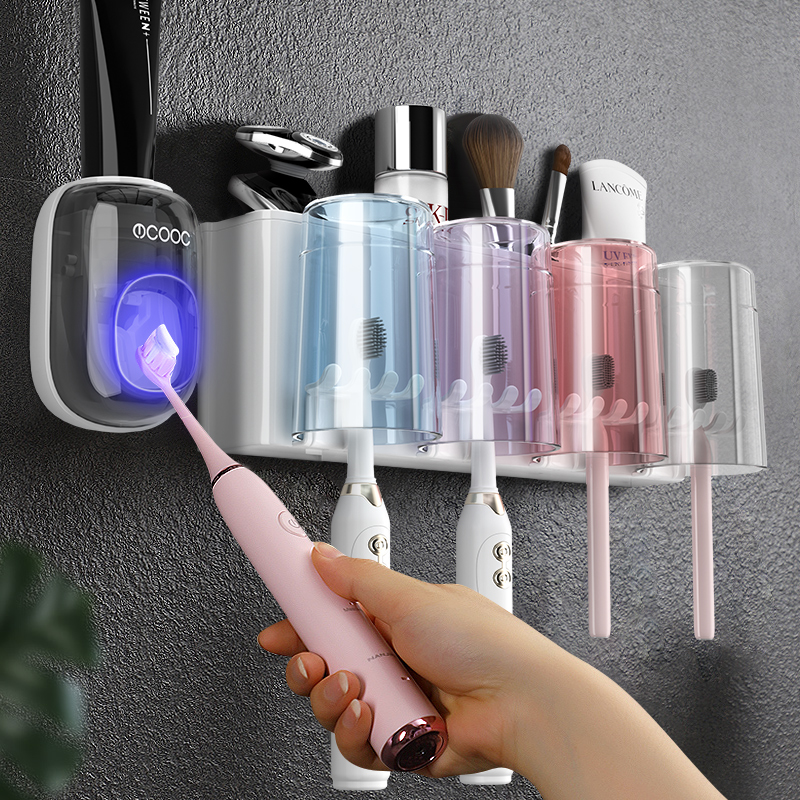 牙刷置物架免打孔刷牙杯漱口杯挂墙架子壁挂式卫生间电动家庭套装