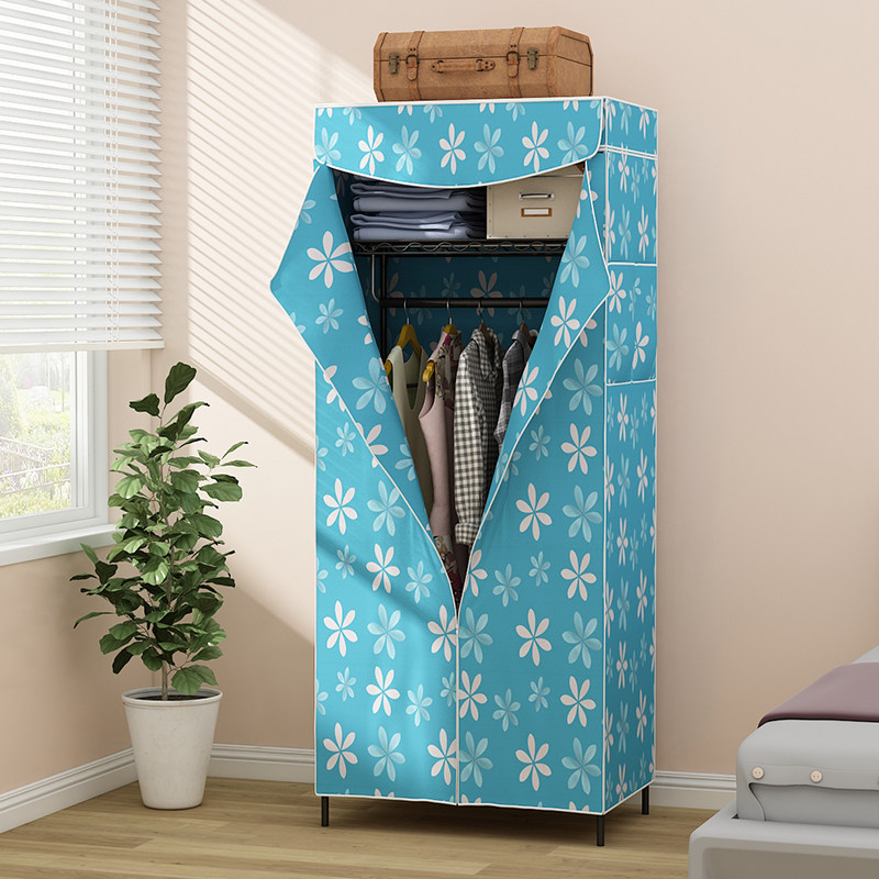 布衣柜钢管加粗加厚牛津布学生单人全钢架简易小号布艺组装挂衣架