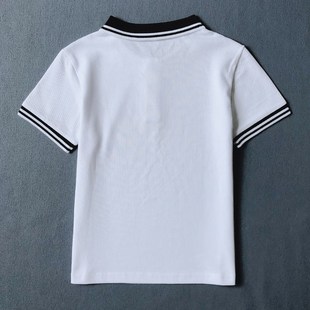 儿童短袖 蓝色体恤男童女童小学生校服 白色t恤POLO衫 学院园服夏季
