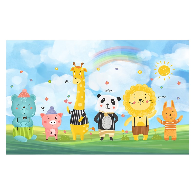 卡通背景墙儿童墙画贴纸幼儿园自粘墙纸卧室壁画贴画定制可爱壁纸