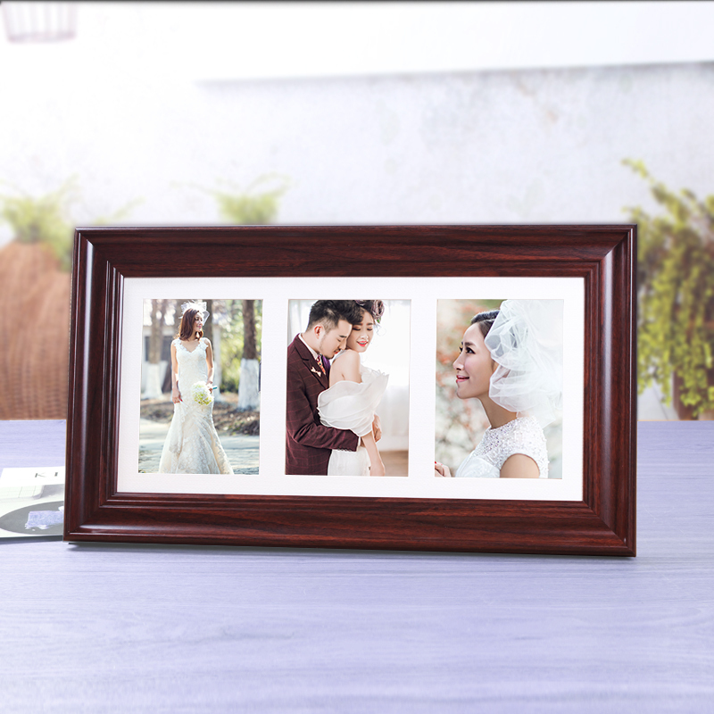 创意北欧7寸组合连体相框挂墙摆台两用婚纱洗照片框像框相架