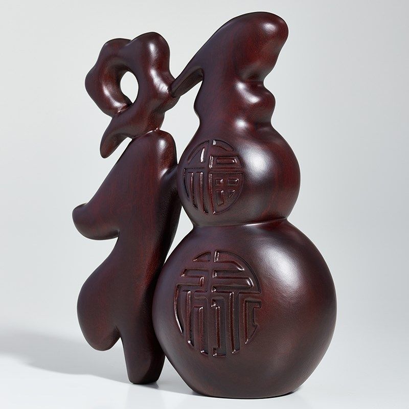 黑檀木雕福字葫芦摆件实木新中式客厅入户隔断博古架创意装饰送礼,家居饰品,木雕,淘宝优惠券,粉丝福利购,淘宝优惠卷