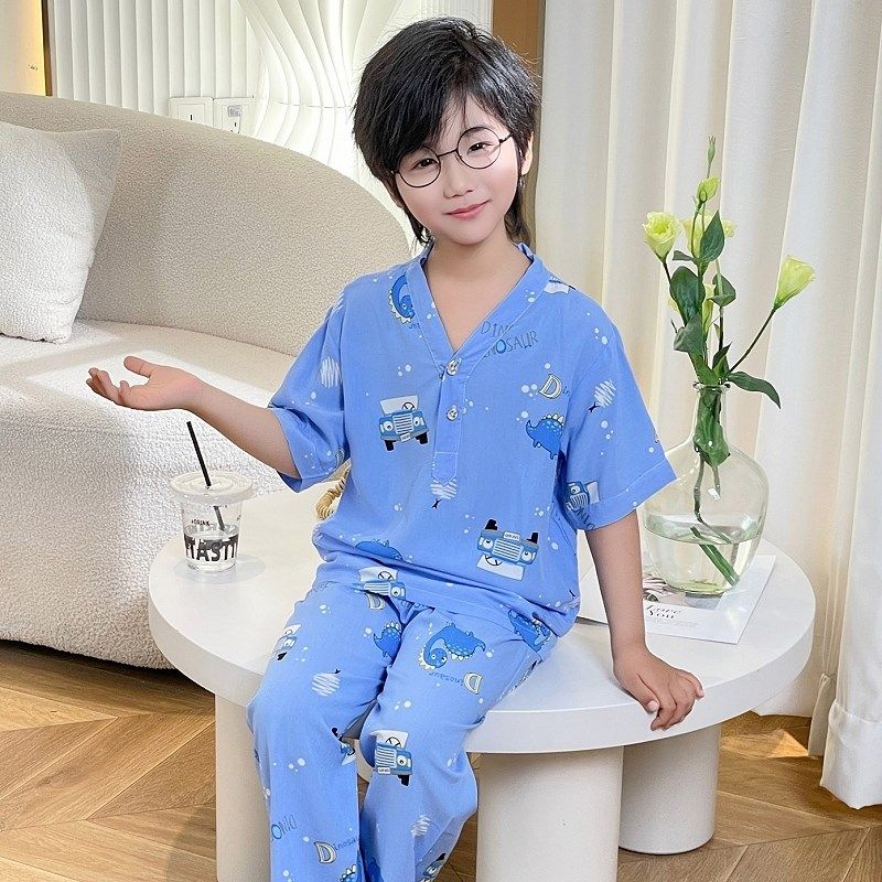 新款儿童棉绸睡衣男童夏季男孩女孩宝宝空调服女童卡通长袖家居服,童装/婴儿装/亲子装,家居服套装,淘宝优惠券,粉丝福利购,淘宝优惠卷