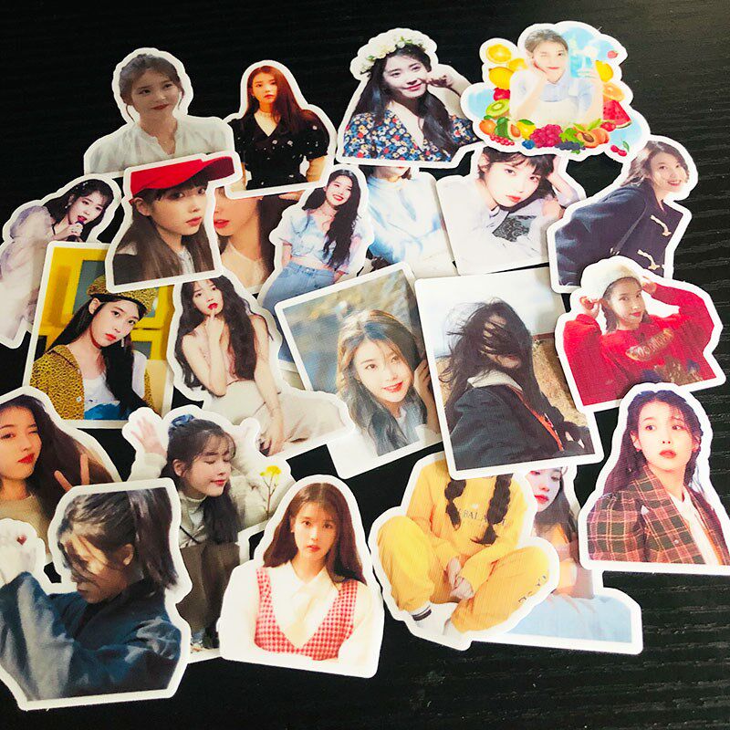 精品IU李知恩贴纸防水韩国明星周边人物自粘贴画高颜值手账素材