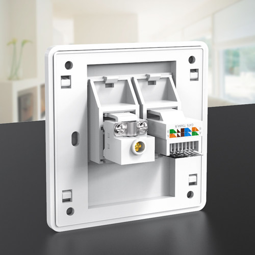 86型六类千兆双口电脑网线网络插座面板闭路有线电视TV信息插口