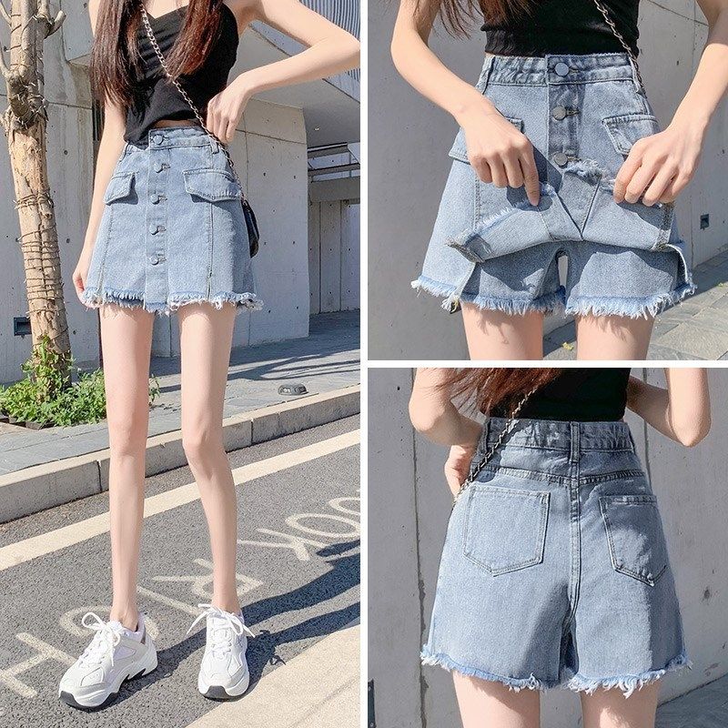 高腰显瘦牛仔短裙女裙裤冬季春秋2024年新款宽松短裤a字半身裙子
