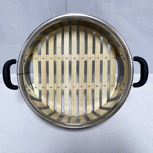 竹制蒸笼加锅盖套装电热锅蒸笼篦子盖子家用蒸屉铸铁电炒锅配件